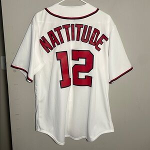 Majestic Washington Nationals New Nattitude White Jersey with Red Trim